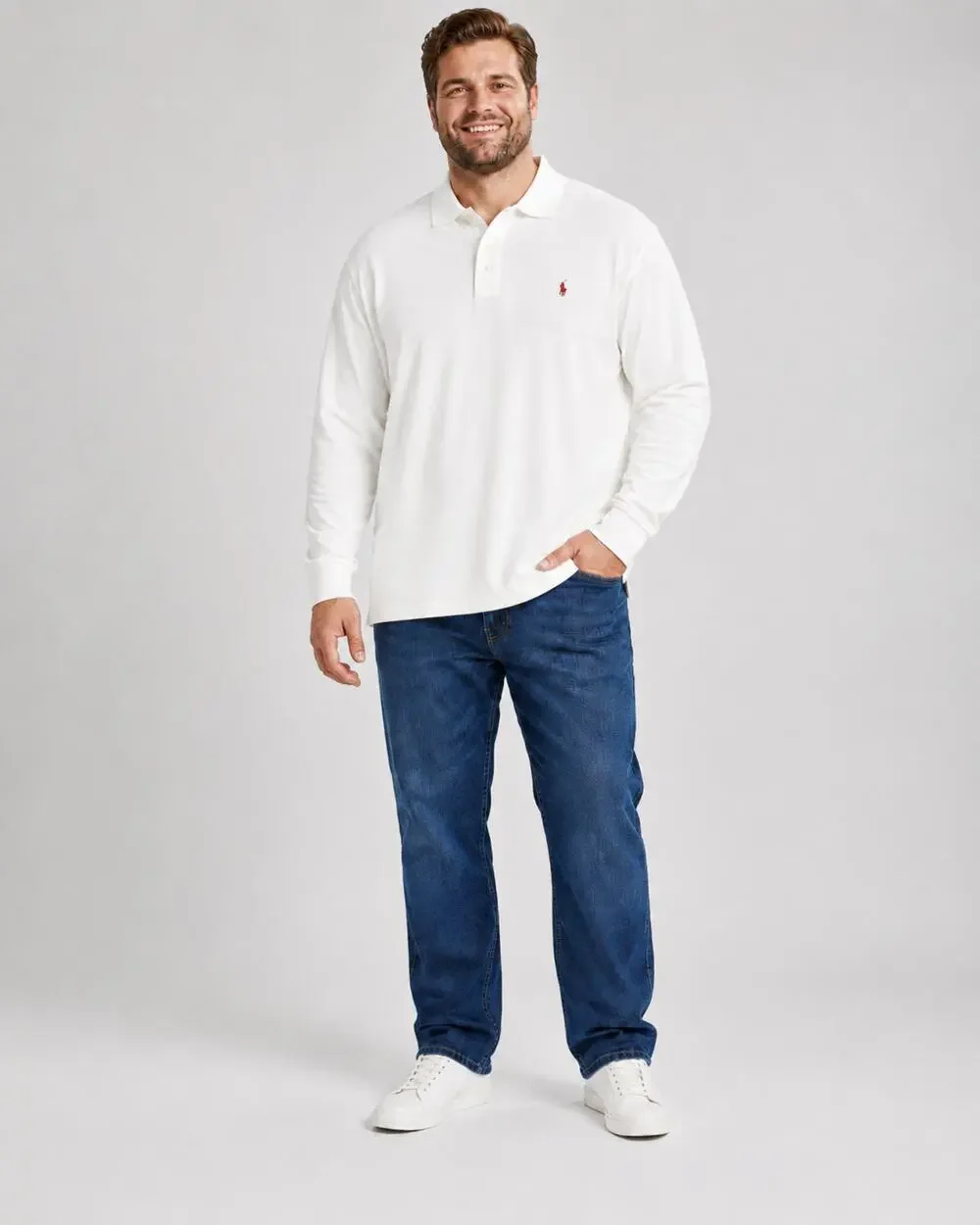 POLO RALPH LAUREN Long Sleeve Polo Shirt Size XLT NEW White $170